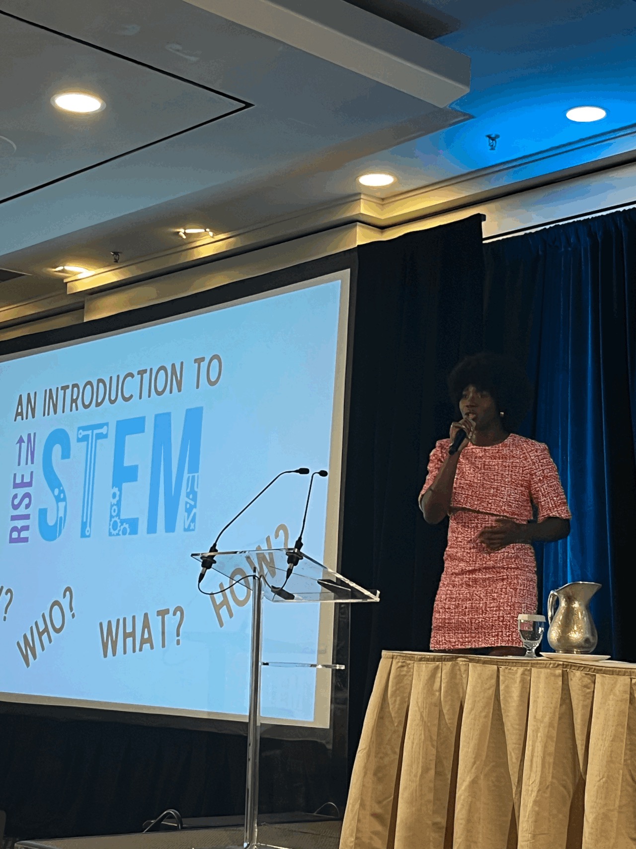 Feyisayo Enuiyin speaking on stage