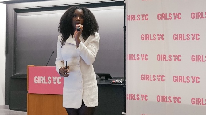 Feyisayo Enuiyin speaking on stage